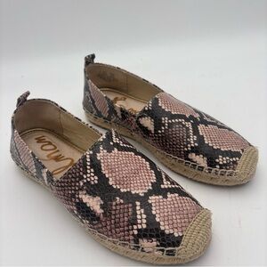 Sam Edelman Pink and Black Snake Print Espadrilles